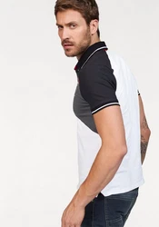 Bruno Banani Poloshirt Kurzarm mit Polokragen Weiß/Schwarz/Creme/Dunkelrot