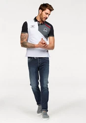 Bruno Banani Poloshirt Kurzarm mit Polokragen Weiß/Schwarz/Creme/Dunkelrot