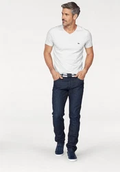 Lacoste V-Shirt Ikonisches Lacoste-Krokodil Weiß/Creme/Grau