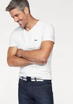 Lacoste V-Shirt Ikonisches Lacoste-Krokodil Weiß/Creme/Grau