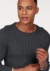Bruno Banani Rundhalspullover Rippoptik 
