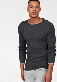 Bruno Banani Rundhalspullover Rippoptik 