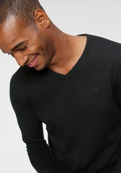 TOM TAILOR Herren Basic Pullover mit V-Ausschnitt (1012820) Black (1012820)