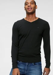 TOM TAILOR Herren Basic Pullover mit V-Ausschnitt (1012820) Black (1012820)
