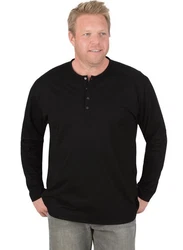 Trigema Longsleeve Langarmshirt mit Knopfleiste Schwarz