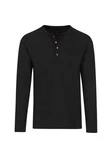 Trigema Longsleeve Langarmshirt mit Knopfleiste Schwarz