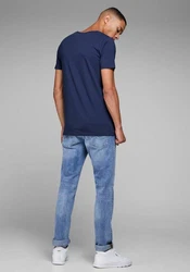 Jack & Jones T-Shirt SLIM-FIT BASIC TEE V-NECK Dunkelblau/Blau