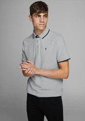 Jack & Jones Poloshirt JJEPAULOS POLO SS NOOS Grau/Hellgrau