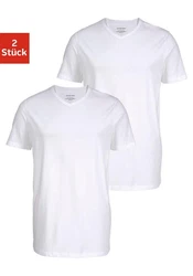 Jack & Jones T-Shirt JACBASIC V-NECK TEE 2 PACK Weiß/Creme