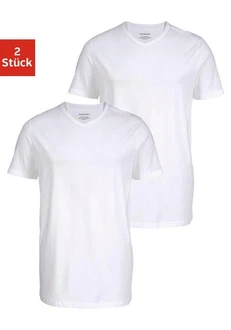 Jack & Jones T-Shirt JACBASIC V-NECK TEE 2 PACK Weiß/Creme
