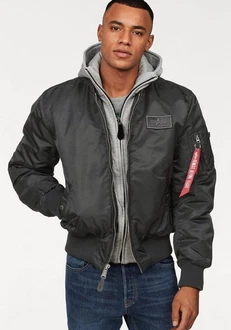 ALPHA INDUSTRIES Jacke 'MA-1 D-Tec' Schwarz/Grau/Dunkelgrau