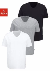 Bruno Banani T-Shirt mit V-Ausschnitt (3er-Pack) Weiß/Creme/Hellblau