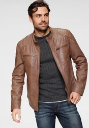 Bruno Banani Lederjacke Flint Bikerkragen Braun/Dunkelbraun