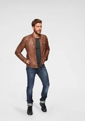 Bruno Banani Lederjacke Flint Bikerkragen Braun/Dunkelbraun