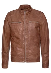 Bruno Banani Lederjacke Flint Bikerkragen Braun/Dunkelbraun