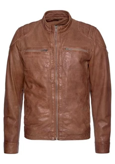 Bruno Banani Lederjacke Flint Bikerkragen Braun/Dunkelbraun