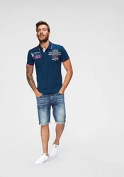 Cipo & Baxx Poloshirt Rowing Club Dunkelblau/Hellblau/Blau