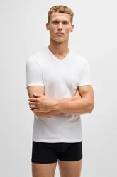 BOSS Herren Classic T-Shirt V-Neck 3er Pack Weiß/Grau/Schwarz