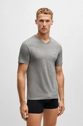 BOSS Herren Classic T-Shirt V-Neck 3er Pack Weiß/Grau/Schwarz