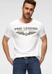 PME LEGEND Rundhalsshirt mit Logoprint Beige/Weiß/Khaki/Grau/Dunkelgrün