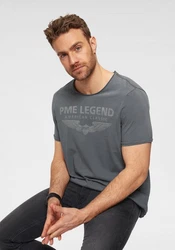 PME LEGEND Rundhalsshirt mit Logoprint Dunkelgrau/Grau