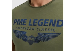 PME LEGEND Rundhalsshirt mit Logoprint Dunkelgrün/Khaki/Grün/Grau