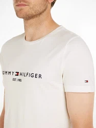 Tommy Hilfiger T-Shirt TOMMY FLAG HILFIGER TEE Weiß/Creme/Beige/Hellblau
