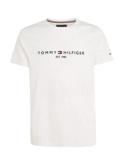 Tommy Hilfiger T-Shirt TOMMY FLAG HILFIGER TEE Weiß/Creme/Beige/Hellblau