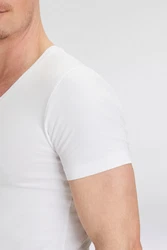 OLYMP T-Shirt 'Level 5' Casual V-Ausschnitt offwhite