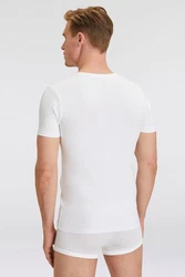 OLYMP T-Shirt 'Level 5' Casual V-Ausschnitt offwhite