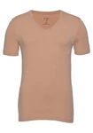 OLYMP T-Shirt 'Level 5' Casual V-Ausschnitt Braun/Beige