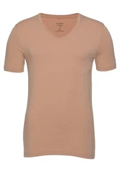 OLYMP T-Shirt 'Level 5' Casual V-Ausschnitt Braun/Beige