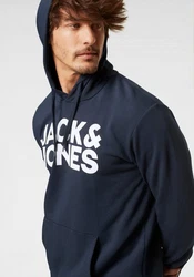 JACK & JONES Sweatshirt CORP Logo Hoodie navy/wei