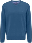 FYNCH-HATTON Strickpullover mit V-Kragen Blau/Hellblau