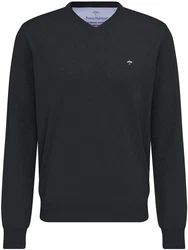 FYNCH-HATTON Strickpullover mit V-Kragen Dunkelblau/Dunkelgrau/Schwarz/Blau