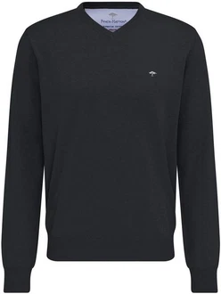 FYNCH-HATTON Strickpullover mit V-Kragen Dunkelblau/Dunkelgrau/Schwarz/Blau