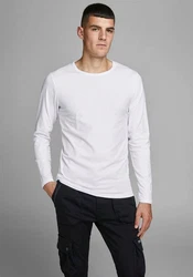 JACK & JONES T-Shirt Langarm BASIC O-NECK LONGSLEEVE Weiß