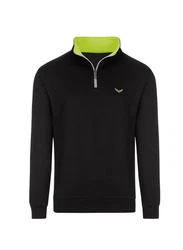 Trigema Sweatshirt mit Kragen und Reißverschluss schwarz