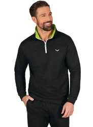 Trigema Sweatshirt mit Kragen und Reißverschluss schwarz