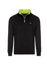 Trigema Sweatshirt mit Kragen und Reißverschluss schwarz