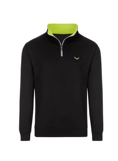 Trigema Sweatshirt mit Kragen und Reißverschluss schwarz