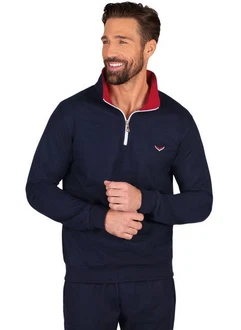 Trigema Sweatshirt mit Kragen und Reißverschluss blau (navy) Trigema Sweatshirt mit Kragen und Reißverschluss blau (navy)