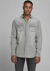JACK & JONES Hemd 'Sheridan' Light Grey Denim