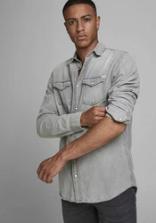 JACK & JONES Hemd 'Sheridan' Light Grey Denim