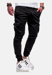 Rello & Reese Herren Cargo Chinohose Jogger Hose JN-3839 Schwarz/Khaki
