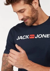 Jack & Jones T-Shirt LOGO TEE CREW NECK Dunkelblau/Schwarz