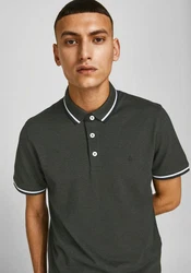 Jack & Jones Poloshirt JJEPAULOS POLO SS NOOS Dunkelgrün/Dunkelgrau