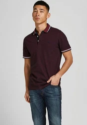 Jack & Jones Poloshirt JJEPAULOS POLO SS NOOS Dunkelrot/Bordeaux