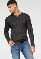 Bruno Banani Langarmshirt schmale Passform Dunkelgrau/Rot/Schwarz/Rosa