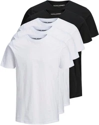 Jack & Jones T-Shirt Essentials JJEORGANIC BASIC TEE SS O-NE (5er-Pack) schwarz / weiß